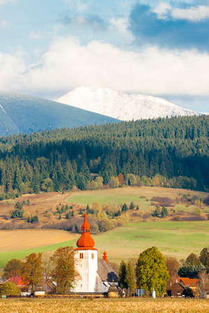 fortified church in Liptovske Matiasovce, Slovakiaの写真素材