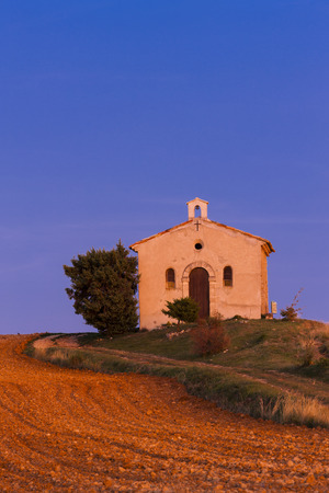 chapel with field, Plateau de Valensole, Provence, Franceの写真素材