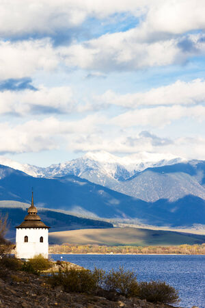 Liptovska Mara with Western Tatras at background, Slovakiaの写真素材
