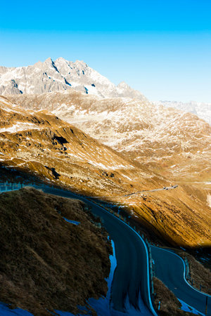 view from Furkapass, canton Graubunden, Switzerlandの写真素材