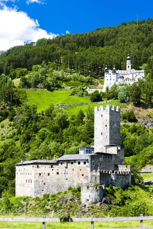 Monte Maria Abbey and castle near Burgusio, Trentino-Alto Adige, Italyのeditorial素材