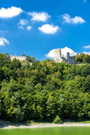ruins of Cornstejn Castle with Vranovska Dam, Czech Republicのeditorial素材
