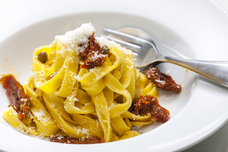pasta with dried tomatoesの写真素材