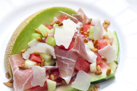 salad with galia melonの写真素材