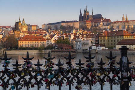 Panorama of Hradcany at sunrise, Czech Republicのeditorial素材