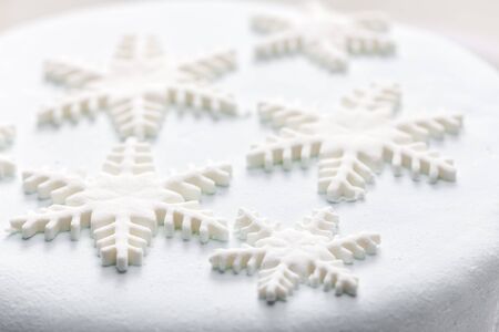 snowflakes on the blue cakeの写真素材