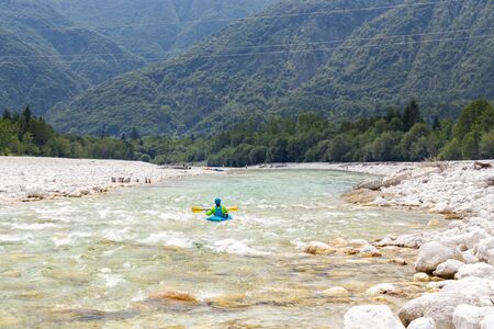River Soca near Bovec, Sloveniaの写真素材