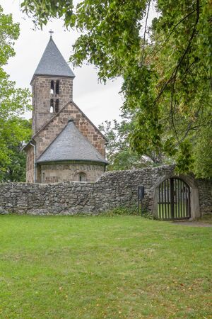 Old stone church in Nagyborzsony, Hungaryの写真素材