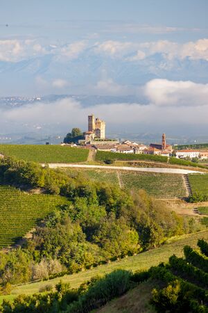 View of the village of Serralunga d`Alba and the wonderful Langa, italy