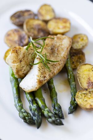 cod with green aparagus and roasted potatoes