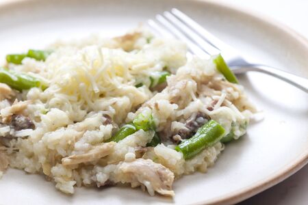 Czech risotto with chicken meat and green beansの写真素材