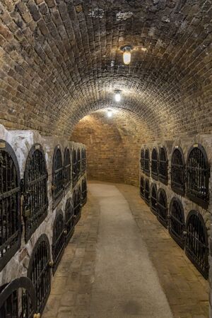 wine cellar with wooden barrels, Szekszard, Southern Transdanubia, Hungary