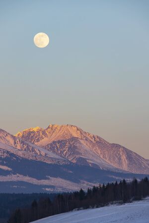 Krivan mountain during sunset in High Tatras, Slovakiaの写真素材