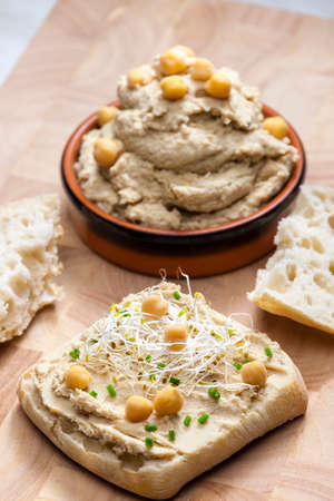 homemade spread of chickpeas cressの写真素材
