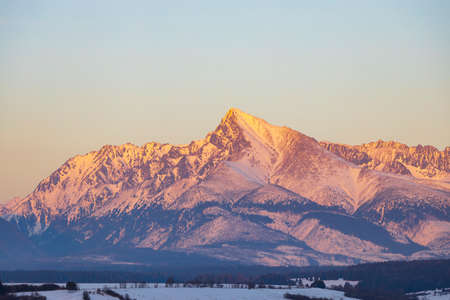 Krivan mountain during sunset in High Tatras, Slovakiaの写真素材