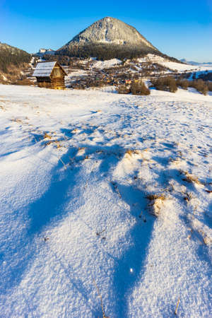 Sidirovo hill with Vlkolinec village site, Velka Fatra mountains, Slovakiaの写真素材