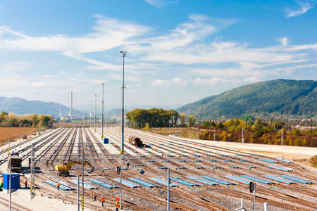 Railway tracks in station Zilina, Slovakia
