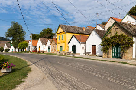 wine cellars in Villanykovesd, Villany, Hungaryの写真素材