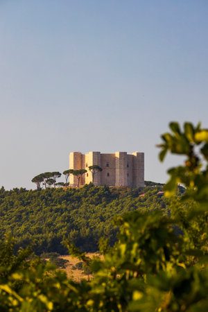 Castel del Monte, castle built in an octagonal shape by the Holy Roman Emperor Frederick II in the 13th century in Apulia region, Italyのeditorial素材