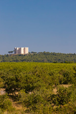 Castel del Monte, castle built in an octagonal shape by the Holy Roman Emperor Frederick II in the 13th century in Apulia region, Italyのeditorial素材