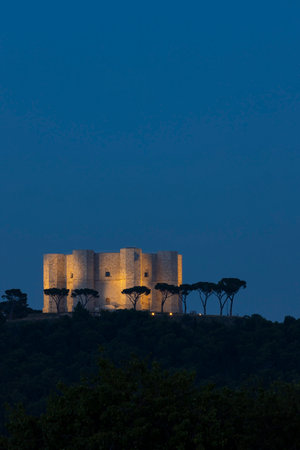 Castel del Monte, castle built in an octagonal shape by the Holy Roman Emperor Frederick II in the 13th century in Apulia region, Italyのeditorial素材