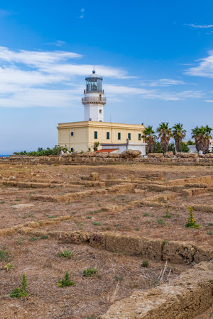 Lighthouse in Capo Colonna near Crotone, Calabria, Italyの写真素材