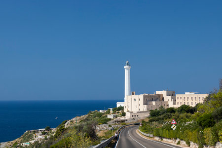 Santa Maria di Leuca lighthouse, Castrignano del Capo, Apulia region, Italyの写真素材