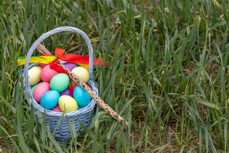 Easter still life with colored eggs
