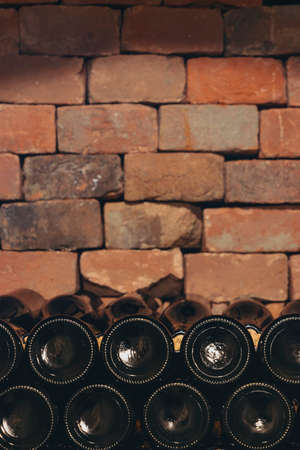 Area of stacked wine bottles in wine cellar, South Moravia Czech Republic