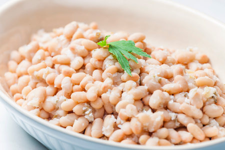 still life of white beans saladの写真素材