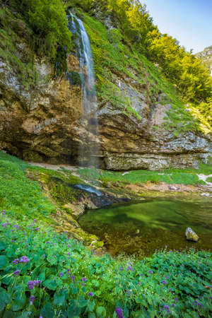 Goriuda waterfall (Fontanon di Goriuda), Province of Udine, Italyの写真素材
