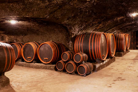 wine cellars with barrels near Eger, Hungary