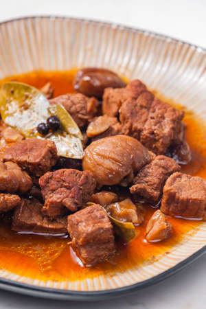 beef stew with onion and spicesの写真素材