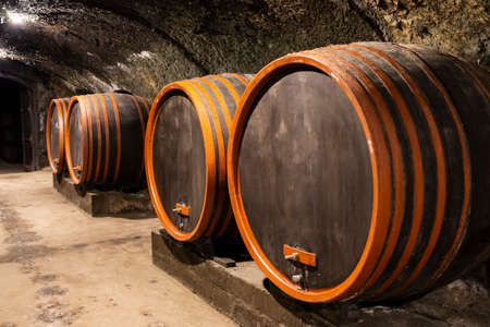 wine cellars with barrels near Eger, Hungary
