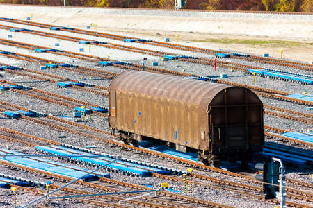Railway tracks in station Zilina, Slovakiaの写真素材