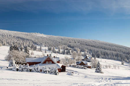 Winter landscape around Mala Upa, Giant Mountains (Krkonose), Northern Bohemia, Czech Republicの写真素材
