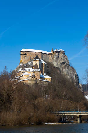 Orava castle, winter landscape, Orava region Slovakiaのeditorial素材