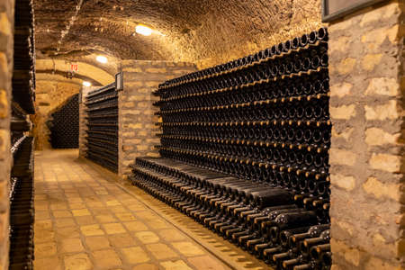 bottles of wine in  old cellar in center of Eger, Northern Hungaryのeditorial素材