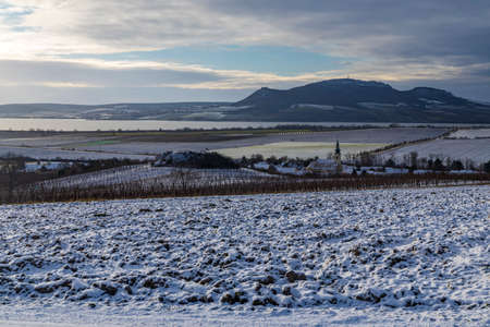 Winter landscape under Palava near Sonberk, South Moravia, Czech Republicの写真素材
