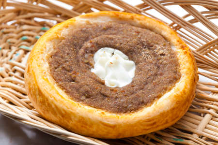 traditional Czech pie with nut and cottage cheese filling