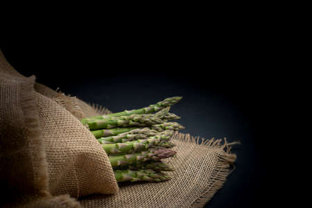 still life with fresh green asparagusの写真素材