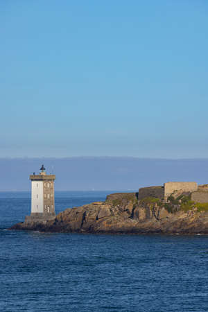 Le Conquet with Phare de Kermorvan, Brittany, Franceの写真素材