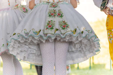 Detail of folk costume, Rakvice, Southern Moravia, Czech Republicの写真素材