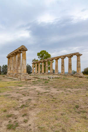 Temple of Hera from 6 century BC, archaeological site near Bernalda, Italyの写真素材