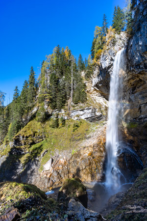 Johanneswasserfall waterfall, Sankt Johann im Pongau district, Province of Salzburg, Austriaの写真素材
