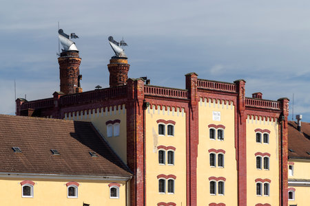Original historic building of brewery in Trebon, Southern Bohemia, Czech Republicのeditorial素材