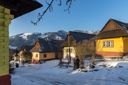 Vlkolinec village UNESCO site in Velka Fatra mountains, Slovakiaのeditorial素材