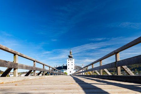 Gmunden castle on lake, Austriaのeditorial素材