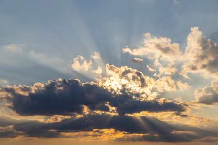 Beautiful sky with cloud before sunsetの写真素材