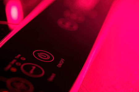 Switch button on off with symbol on dark  backgroundの写真素材